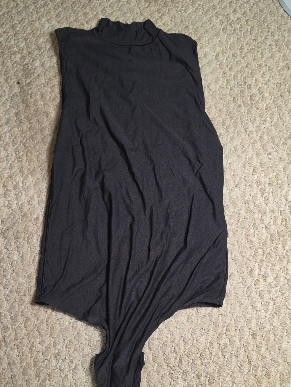 Aerie Black Sleeveless Mock Neck Skirt Bodysuit